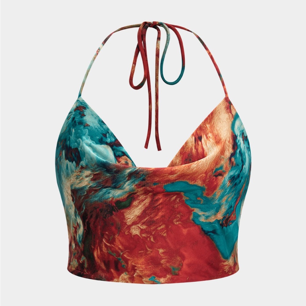 Multicolor Halter Crop Top